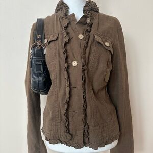Brown Ruffled Women's Jacket